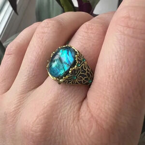 Vintage Blue Flower Ring